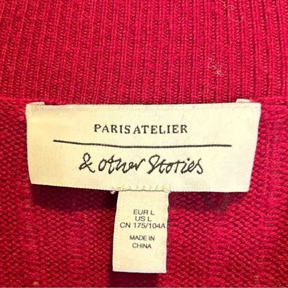 & Other Stories Wool Blend Ribbed Knit Mock Neck Sweater Dress, Size Large - Picture 10 of 10